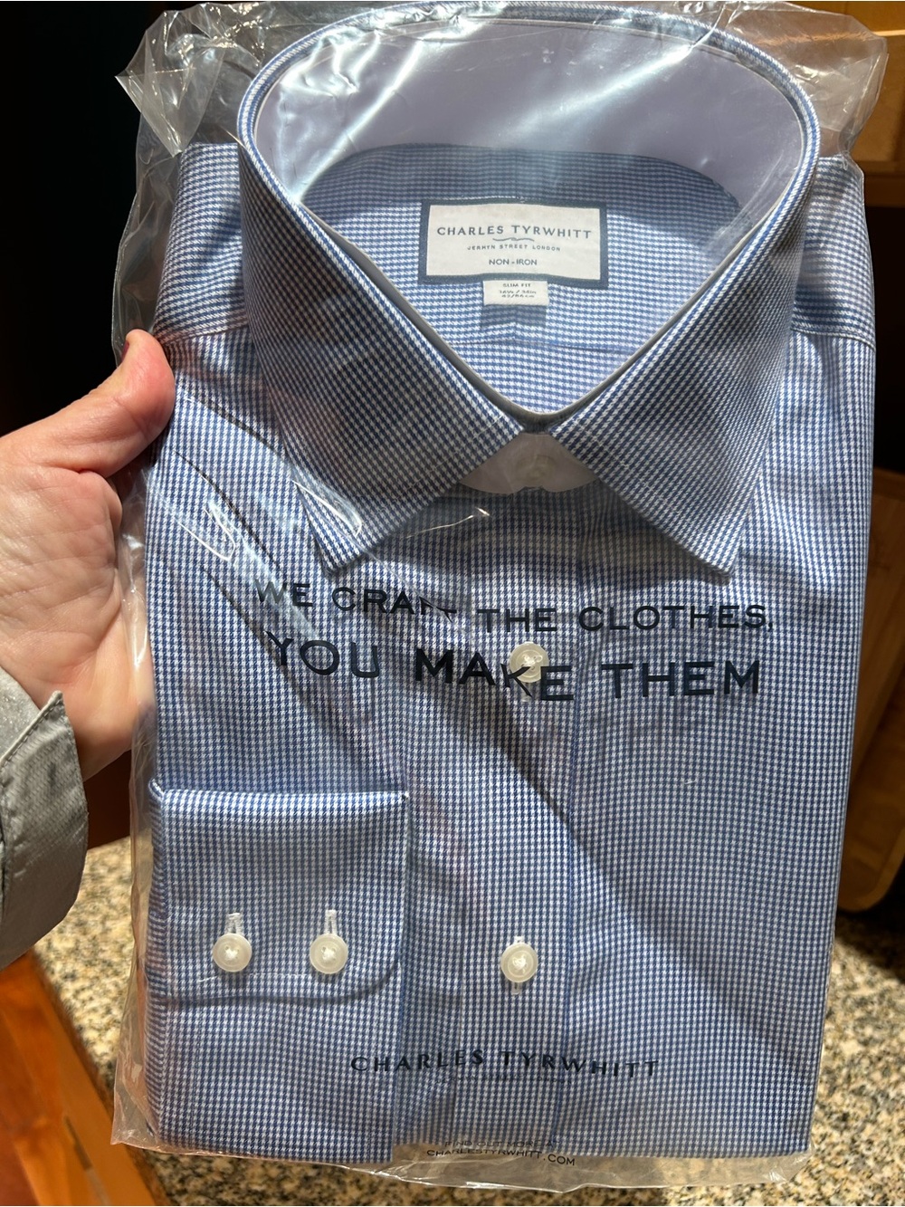 Charles Tyrwhitt Light Blue Micro-Check Dress Shirt